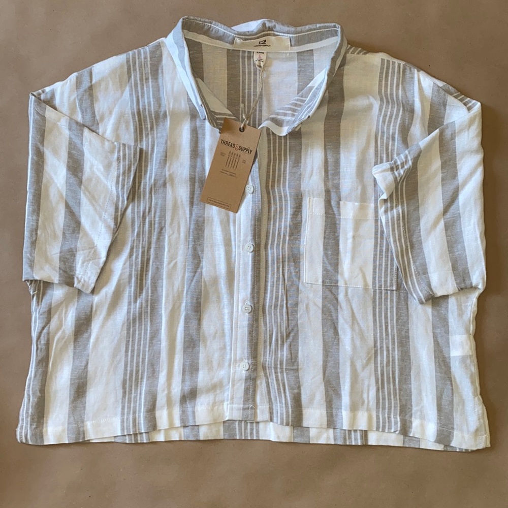 Cropped Button Down Top